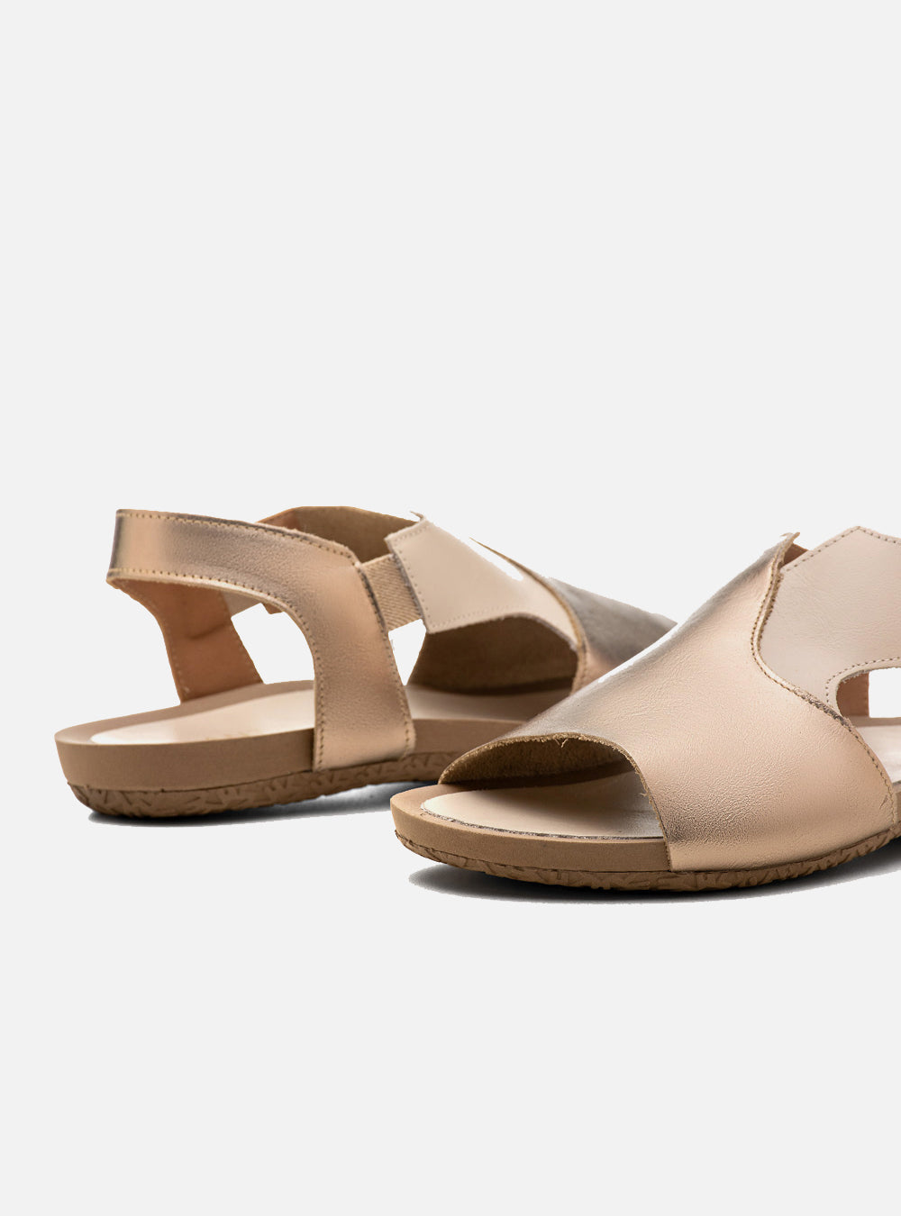 Sandália Comfort em Couro Tri Alice Prata Velho e Off White