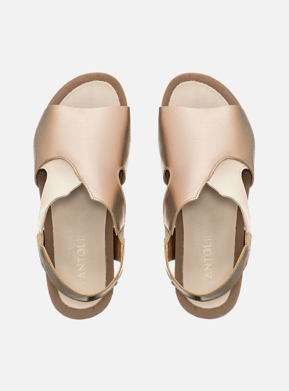 Sandália Comfort em Couro Tri Alice Prata Velho e Off White