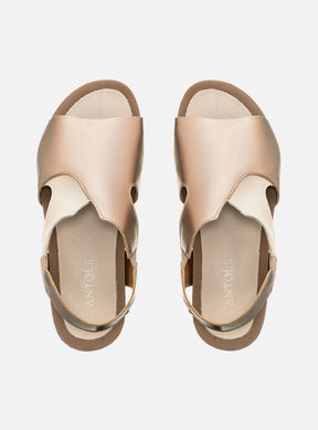 Sandália Comfort em Couro Tri Alice Prata Velho e Off White