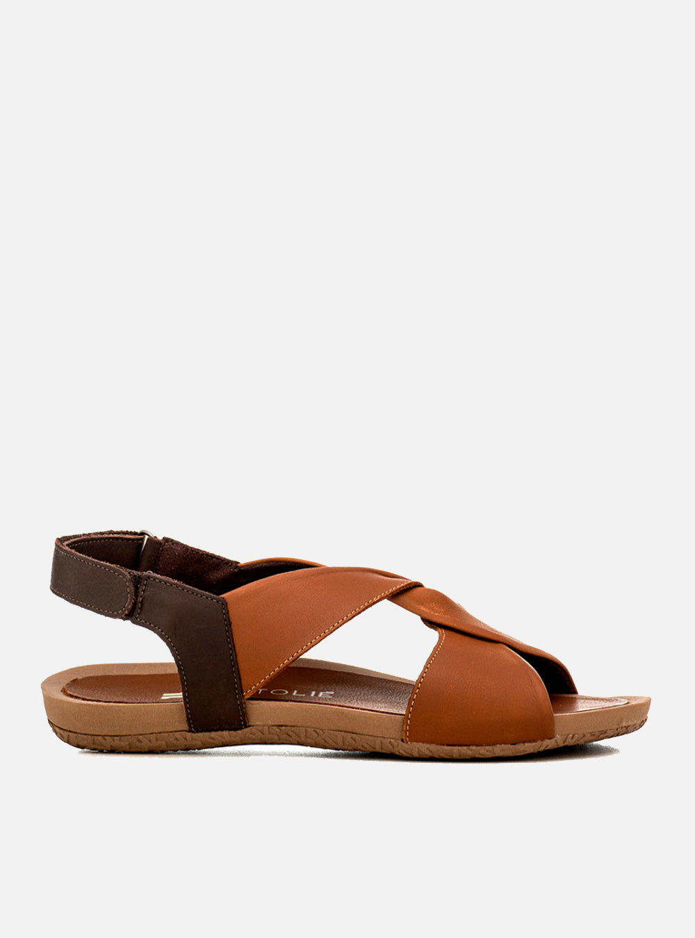 Sandália em Couro Amarração Alice Caramelo e Café