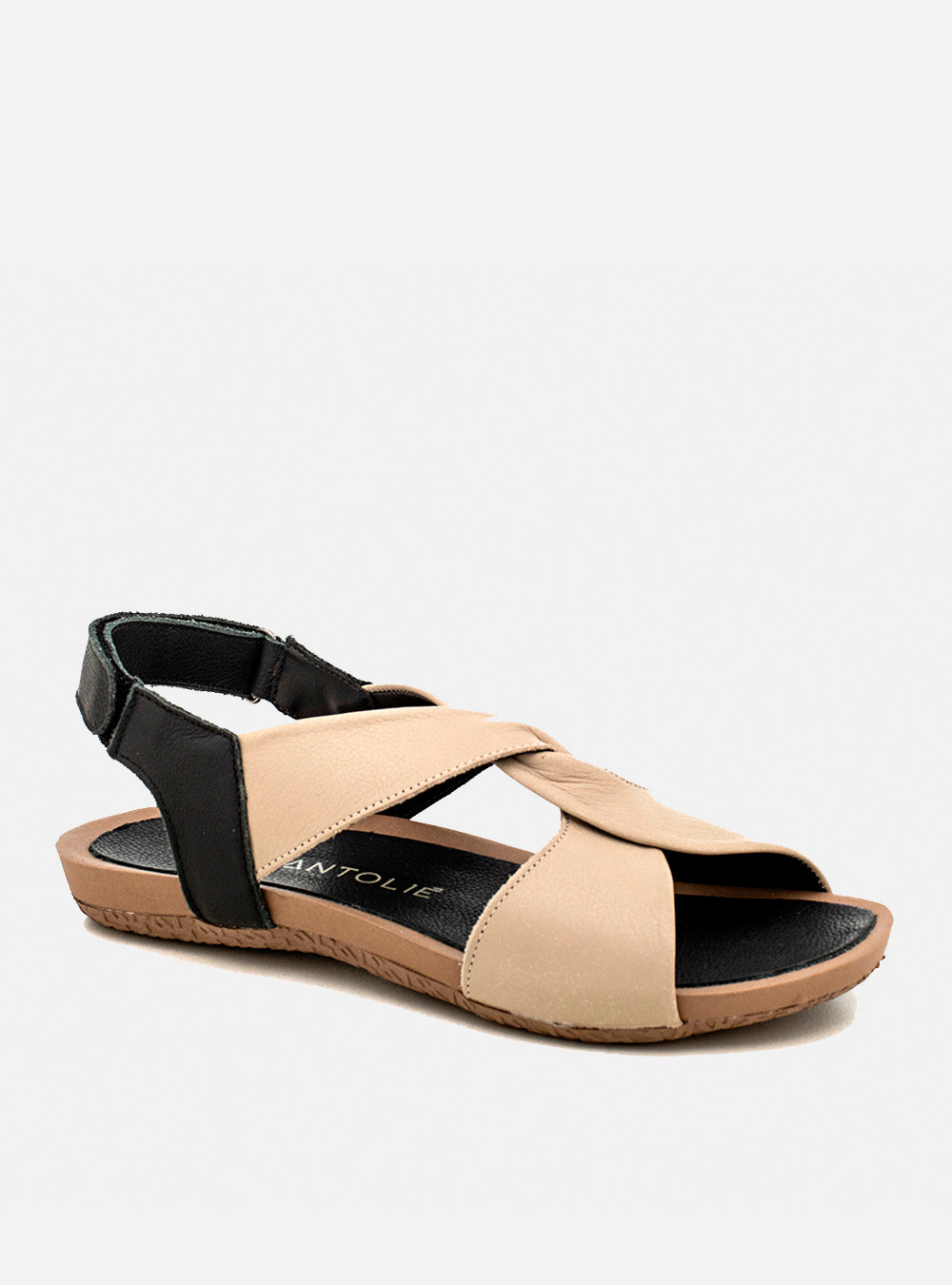 Sandália em Couro Amarração Alice Off White e Preto