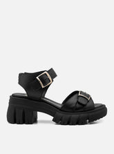 Sandália em Couro com Fivelas Maitê Preto