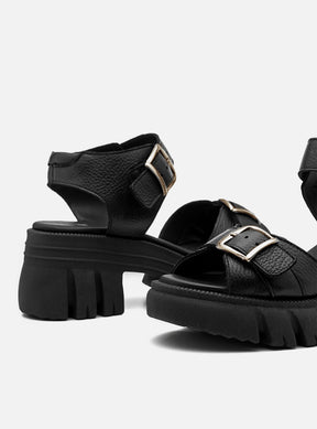 Sandália em Couro com Fivelas Maitê Preto