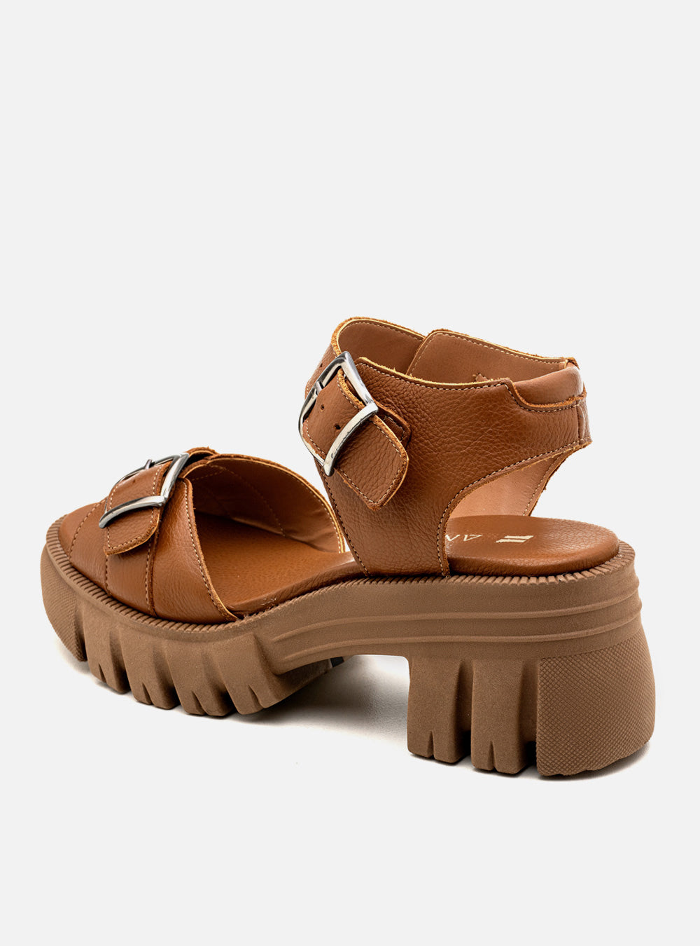 Sandália em Couro com Fivelas Maitê Caramelo