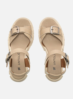 Sandália em Couro com Fivelas Maitê Off White