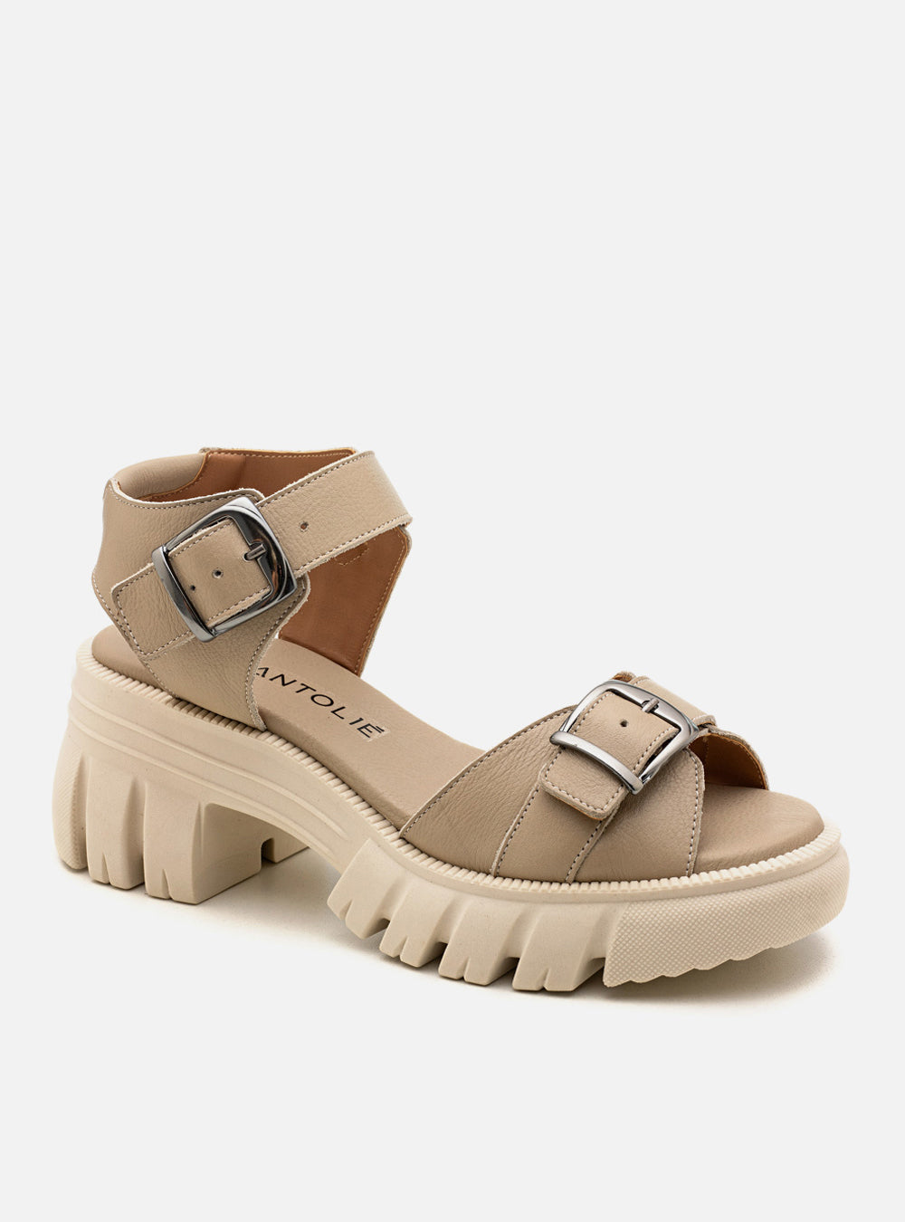 Sandália em Couro com Fivelas Maitê Off White