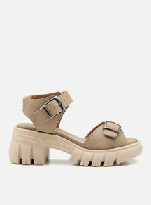 Sandália em Couro com Fivelas Maitê Off White