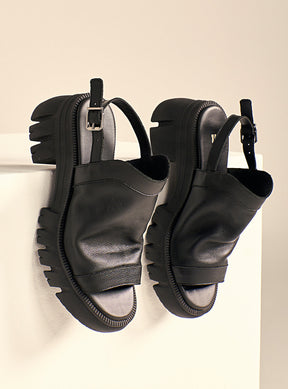 Sandália em Couro com Plataforma Maitê Preto