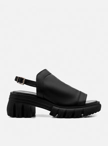 Sandália em Couro com Plataforma Maitê Preto