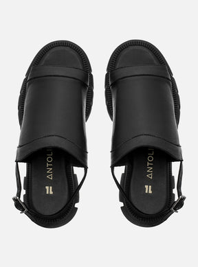 Sandália em Couro com Plataforma Maitê Preto