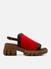 Sandália em Couro com Plataforma Maitê Vermelho e Café