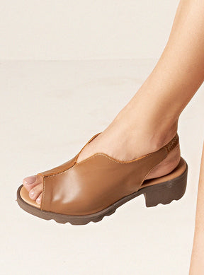 Sandália em Couro Cotton Valentina Caramelo