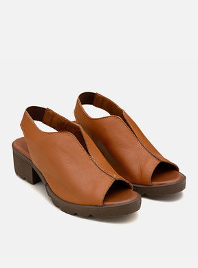 Sandália em Couro Cotton Valentina Caramelo