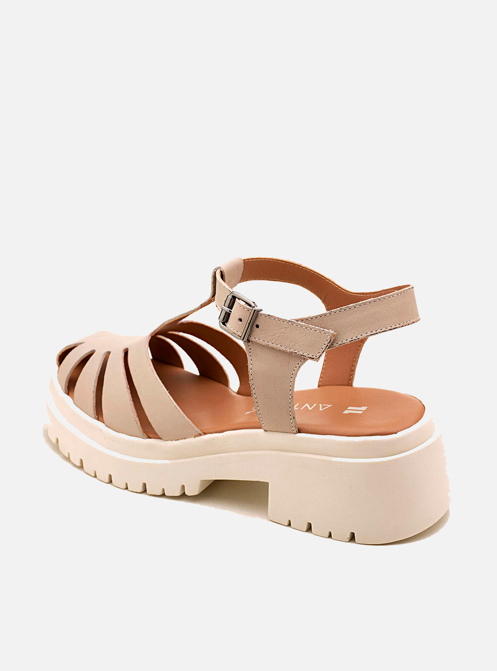 Sandália em Couro Fisherman Salto Morgan Off White