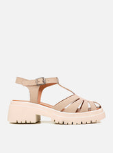 Sandália em Couro Fisherman Salto Morgan Off White