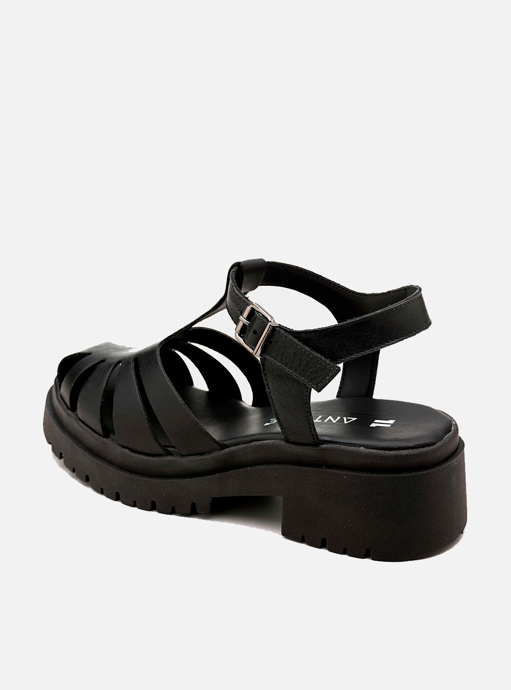 Sandália em Couro Fisherman Salto Morgan Preto