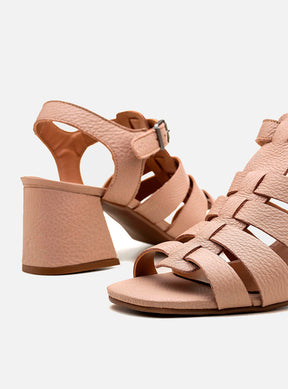 Sandália em Couro Salto Médio Lilian Nude