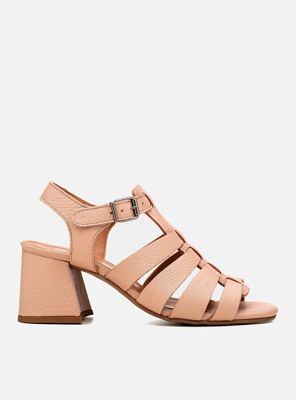 Sandália em Couro Salto Médio Lilian Nude