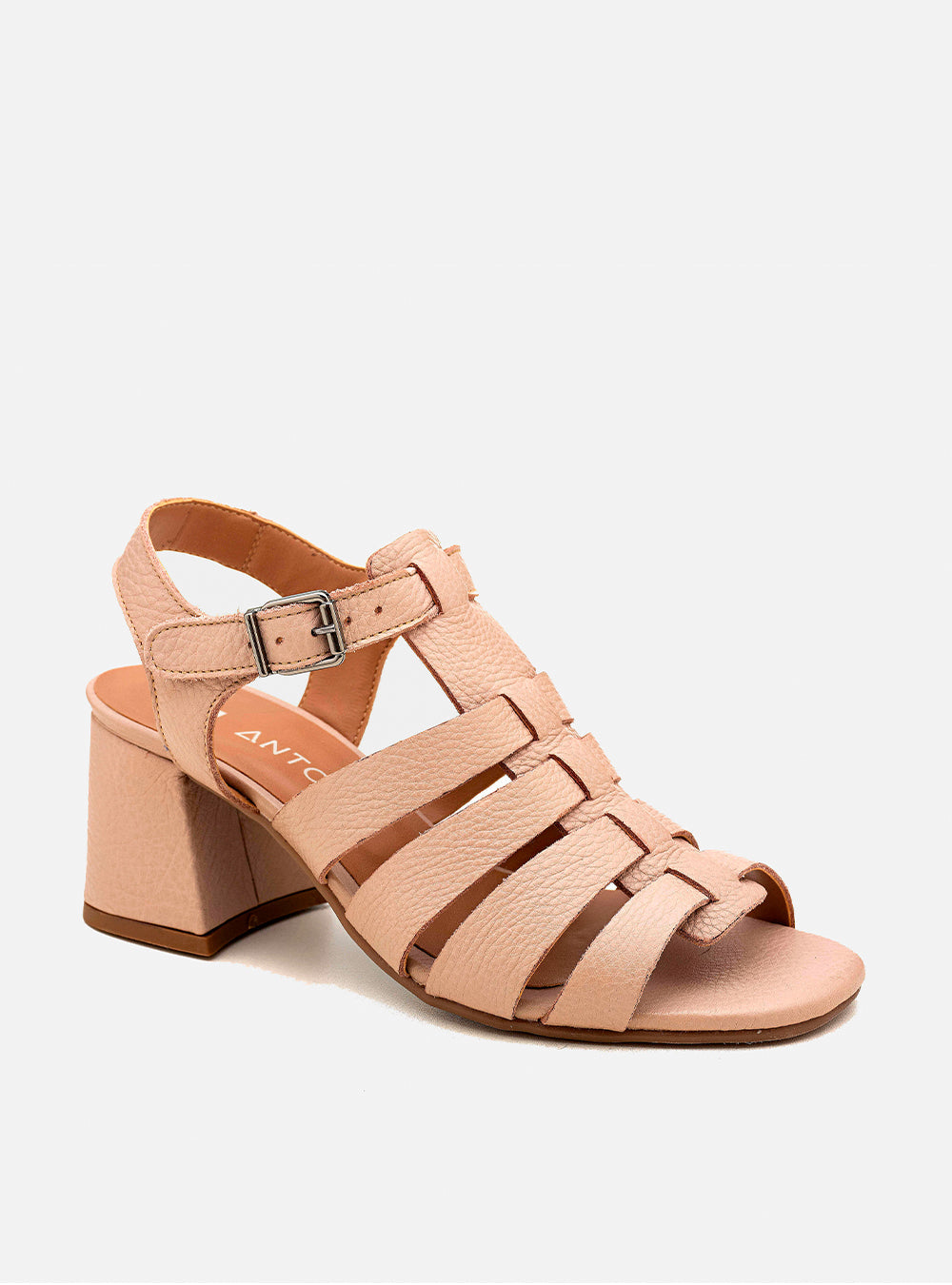 Sandália em Couro Salto Médio Lilian Nude