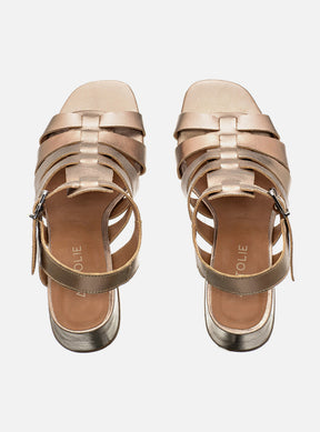 Sandália em Couro Salto Médio Lilian Prata Velho