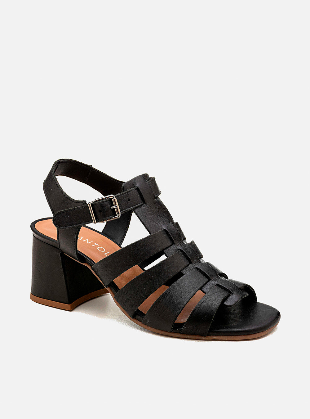 Sandália em Couro Salto Médio Lilian Preto