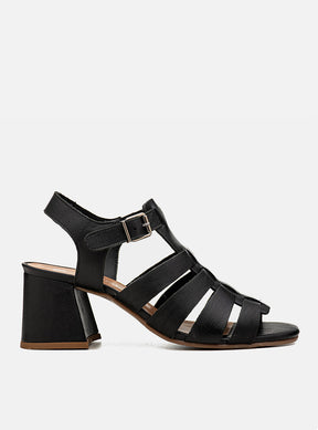 Sandália em Couro Salto Médio Lilian Preto