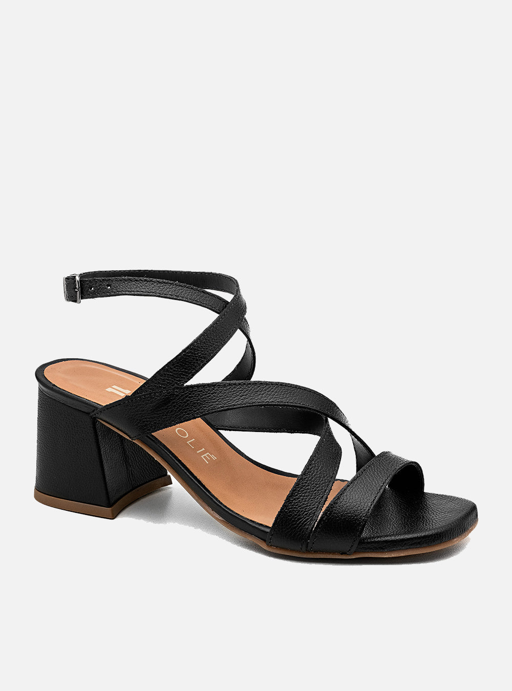 Sandália em Couro Tiras Transpassadas Lilian Preto