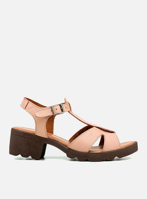 Sandália em Couro Tiras Valentina Nude