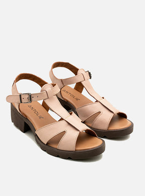 Sandália em Couro Tiras Valentina Nude