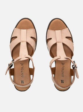 Sandália em Couro Tiras Valentina Nude