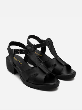 Sandália em Couro Tiras Valentina Preto