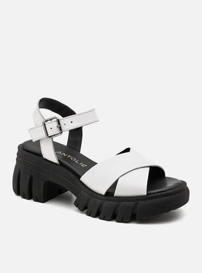 Sandália em Couro Tratorada Maitê Branco