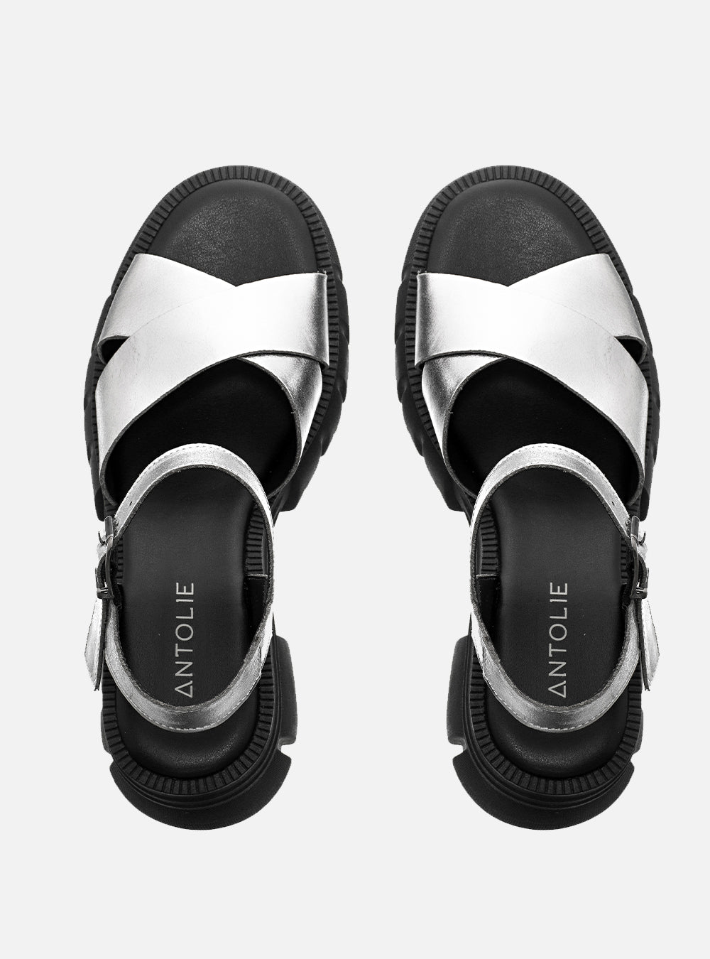 Sandália em Couro Tratorada Maitê Prata