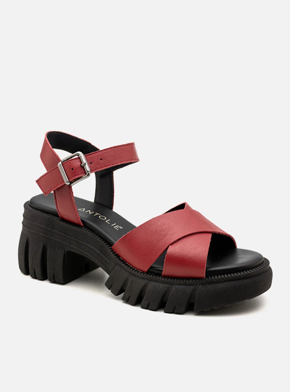 Sandália em Couro Tratorada Maitê Vermelho