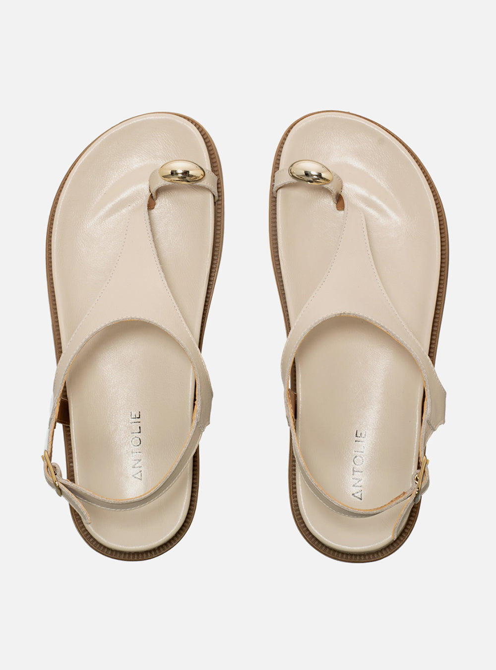 Sandália Papete em Couro Off White Dedeira Metal