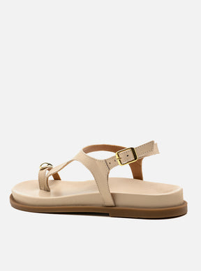Sandália Papete em Couro Off White Dedeira Metal