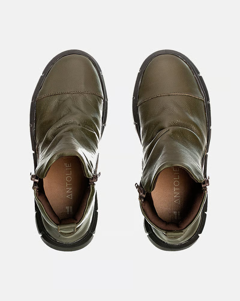 Tênis em Couro Cano Alto Jade Verde Militar