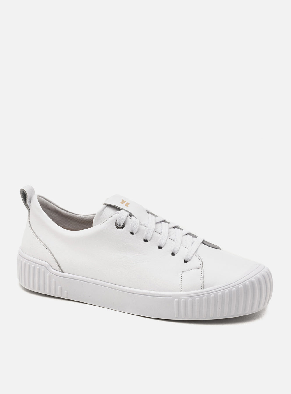 Tênis em Couro com Cadarço Olivia Branco