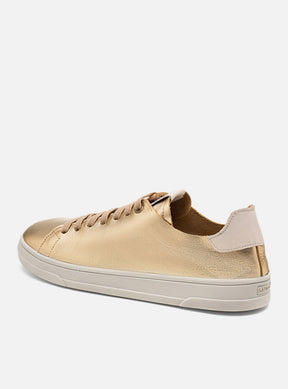 Tênis em Couro Dourado Elástico Basics