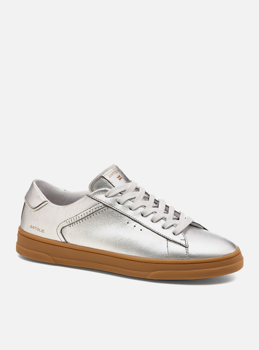 Tênis em Couro Prata Casual
