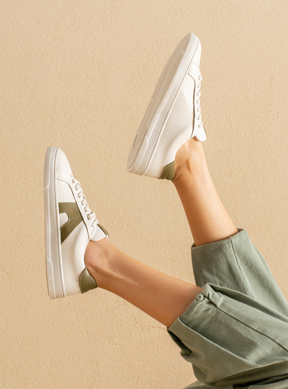 Tênis em Couro Snow e Verde Icon